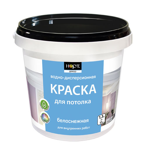 Краска водно-дисперсионная для потолков «НОРТ» белоснежная (1,3 кг)