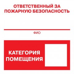 Знак F17 Ответственный за ПБ / категория помещения