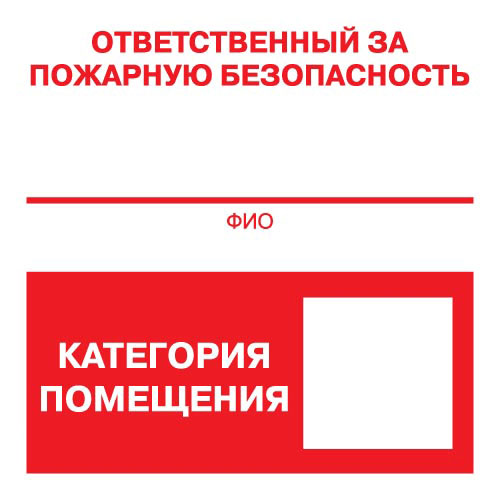 Знак F17 Ответственный за ПБ / категория помещения
