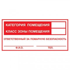 Знак F18 пожарной категории помещения