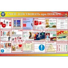 Стенд ПБ-01 - Умей действовать при пожаре (1200х800 мм)