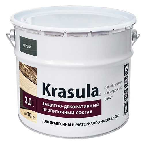 Защитно-декоративный состав для древесины Krasula (3 кг)